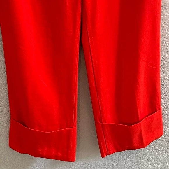 ZARA RED Cropped Cuffed TROUSERS PANTS Turn Up Hem SIZE Small - Picture 3 of 7